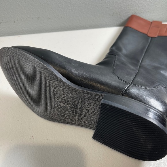 Isaac Mizrahi Live Women's 7 Black and Brown Back Zip‎ Riding Boots - Picture 11 of 16